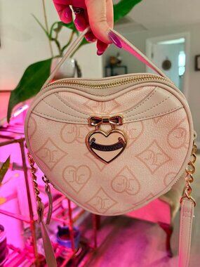 Juicy Couture Heart Crossbody Bag Blush Pink Gold Charm Coquette Y2K